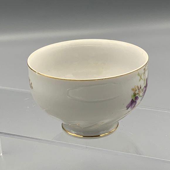 Vtg Violet China Snack Lunch Scallop Edge Plate Footed Cup 1930 Grannycore Japan - Picture 6 of 10